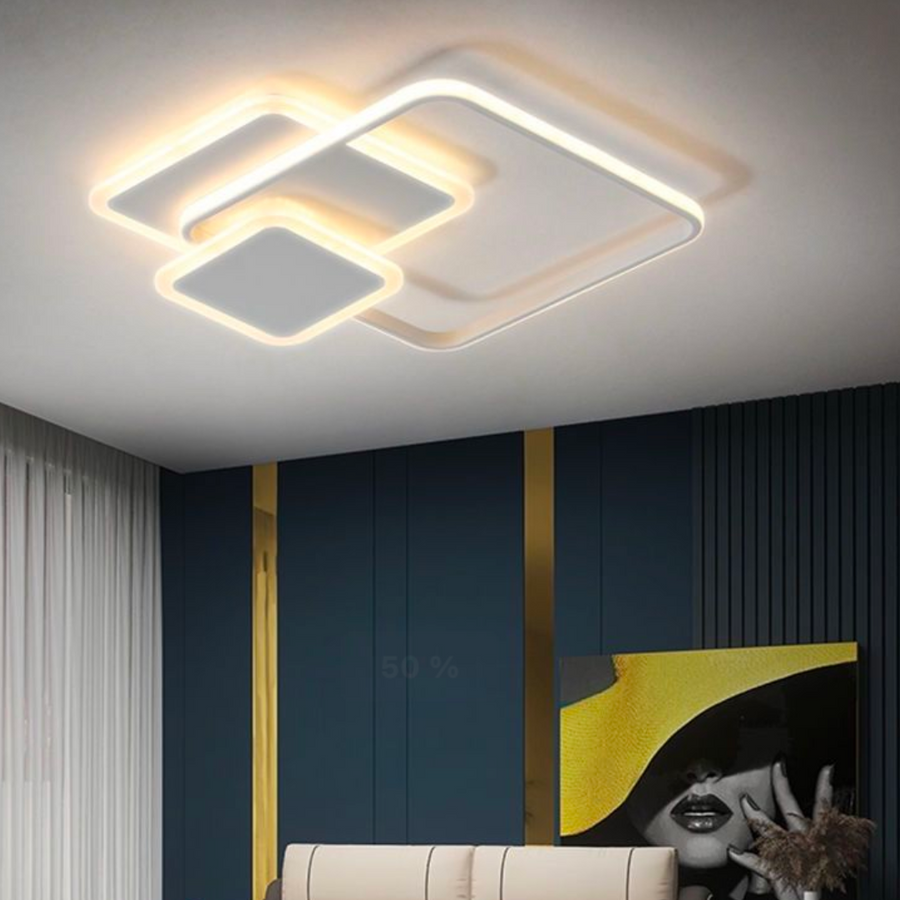 LED chandelier with remote control ANEMONA 75W, 3 Squares, Cold/Warm/Neutral light, Dimmable, White