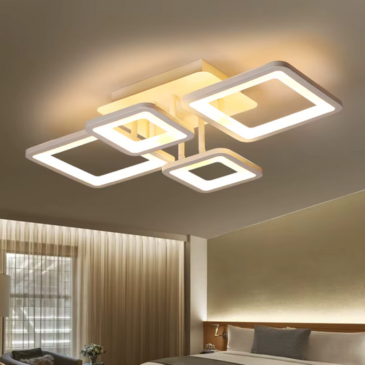 LED chandelier with remote control ELLA 85W, 4 Squares, Cold/Warm/Neutral light, Dimmable, White