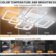 LED chandelier with remote control ELLA 203W, 8 Squares, Cold/Warm/Neutral light, Dimmable, White