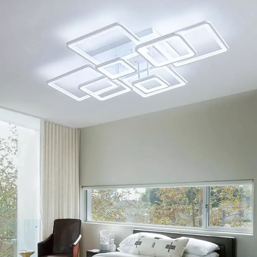 LED chandelier with remote control ELLA 203W, 8 Squares, Cold/Warm/Neutral light, Dimmable, White