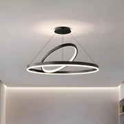 LED Suspended Chandelier PAGANO 31W, 2 Circles, Cold/Warm/Neutral Light, Dimmable, Black, Height Adjustable
