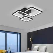 LED chandelier with remote control, zoe, 3 squares, 64W, cold/hot/neutral light, unstable, black