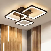 LED chandelier with remote control, zoe, 3 squares, 64W, cold/hot/neutral light, unstable, black