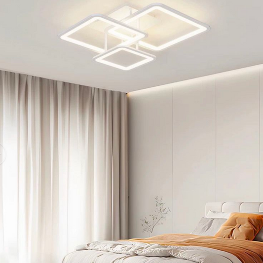 LED chandelier with ZOE remote control, 64W, 3 Squares, Cold/Warm/Neutral light, Dimmable, White