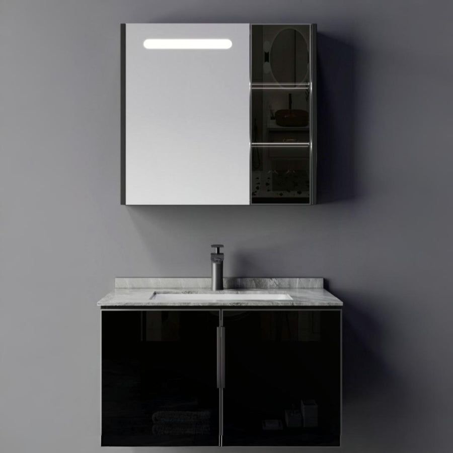 RHODOS Bathroom Furniture Set, 80cm, 2 Pieces, Black and White