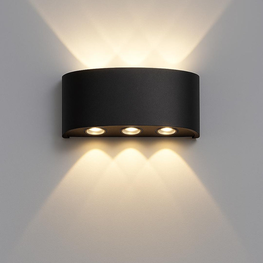 Ellis Exterior LED Wall Light, 6W, 6 Light Sources, Warm Light, Black