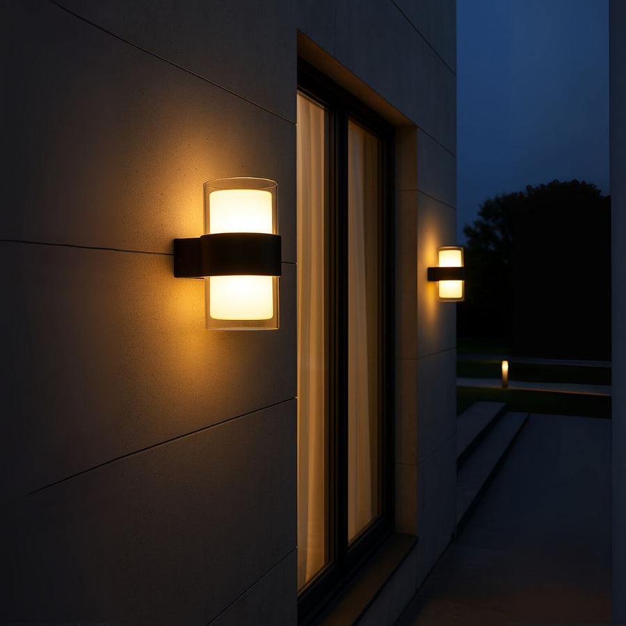 Outdoor MIRA LED wall lamp, 2 light sources, Warm light, Black