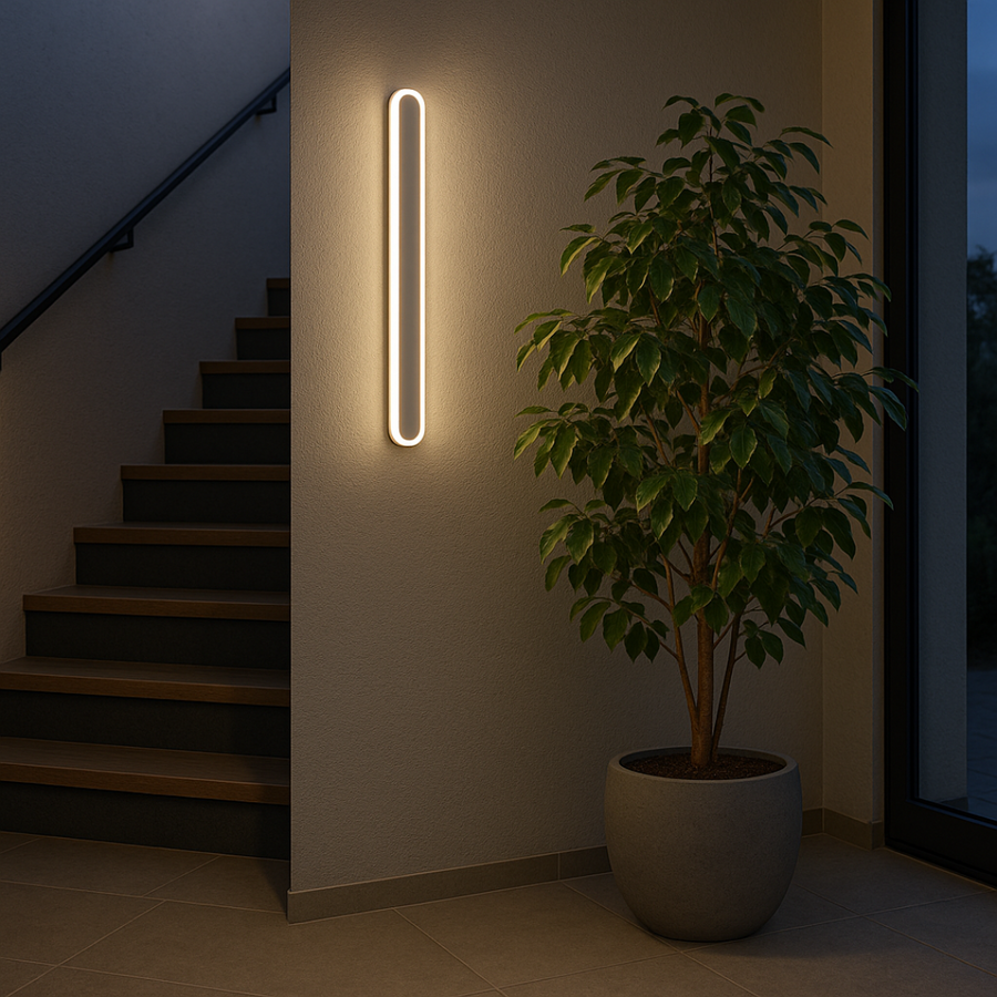 SUHA Outdoor LED wall light, Length 50cm, 6W, IP65, Metal, Linear, White