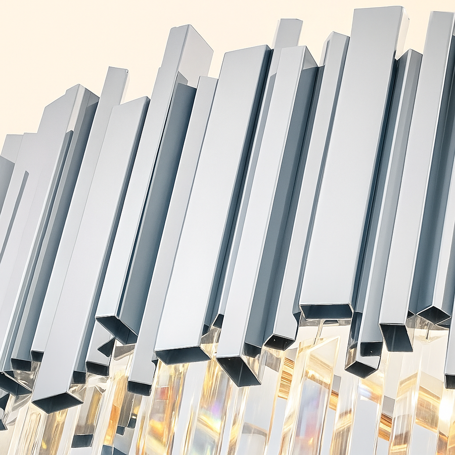 Crystal Chandelier BLOIS Ascender E14, Diameter 60cm, Silver, Adjustable Height