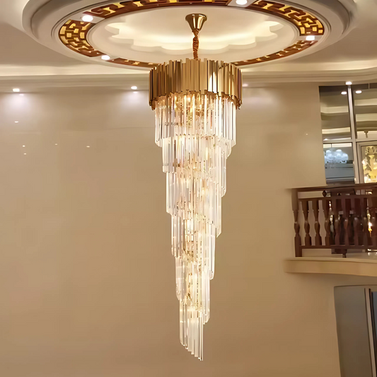 Crystal Chandelier BLOIS Ascender E14, Diameter 60cm, Gold, Adjustable Height