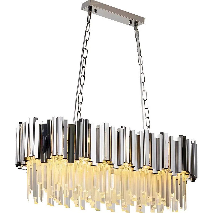 BLOIS Regalis Crystal Chandelier 10xE14, Diameter 80cm, Silver, Adjustable Height