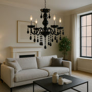 Crystal Cryedrich chandelier, 5xe14, 48cm diameter, black, adjustable height