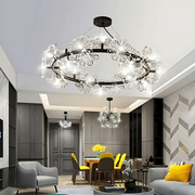 Crystal chandelier Petalo Lononi, 62cm diameter, 25xg4, black, adjustable height