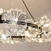 Crystal chandelier Petalo Lononi, 62cm diameter, 25xg4, black, adjustable height