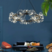 Crystal chandelier Petalo Lononi, 62cm diameter, 25xg4, black, adjustable height