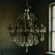 SANSSOUCI Chandelier 8xE14 Metal and Crystal Adjustable Height Antique Brass