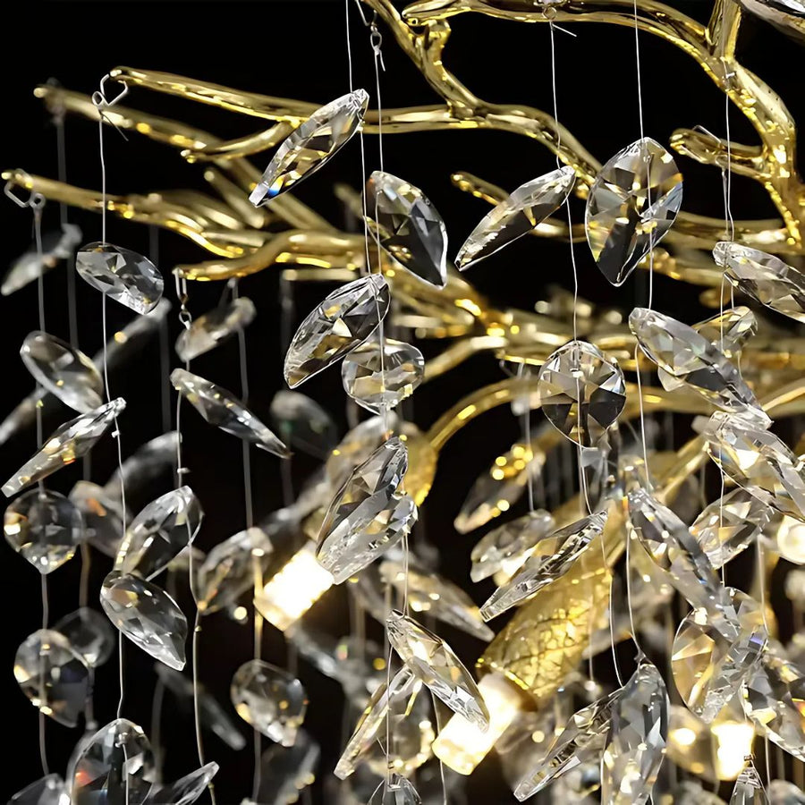 WALTZ Rhapsody Crystal Chandelier, 9x G9, Gold, 60cm, Adjustable Height