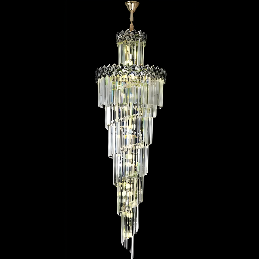 WINDSOR Ascender Crystal Chandelier, 26xE14, Diameter 60cm, Glossy Chrome, Adjustable Height