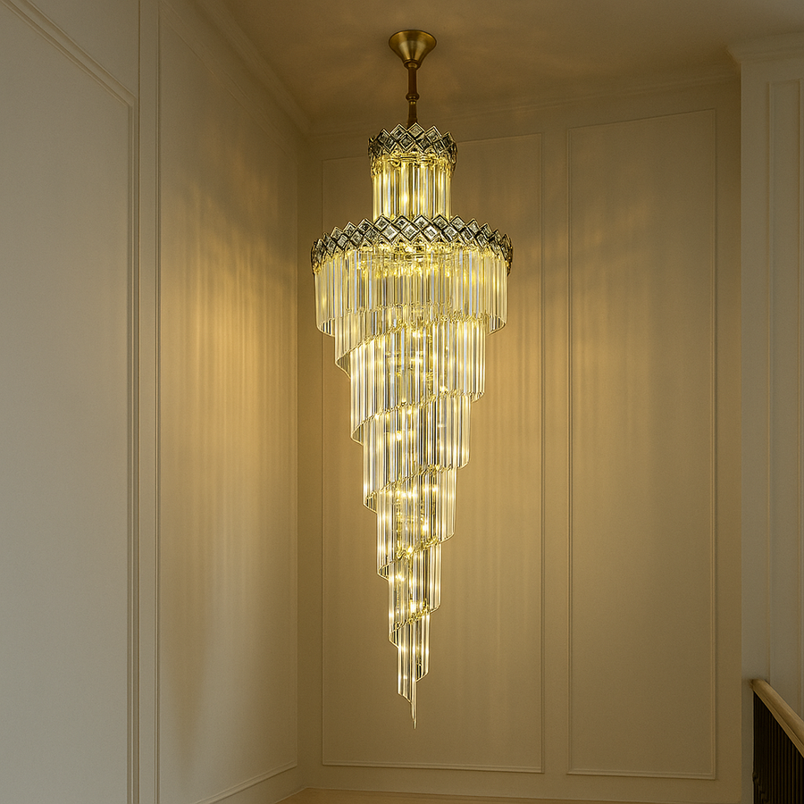 WINDSOR Ascender Crystal Chandelier, 26xE14, Diameter 60cm, Glossy Chrome, Adjustable Height