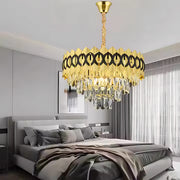 PIERREFONDS Eleganza Crystal Chandelier 8x E14, Diameter 49cm, Gold, Adjustable Height