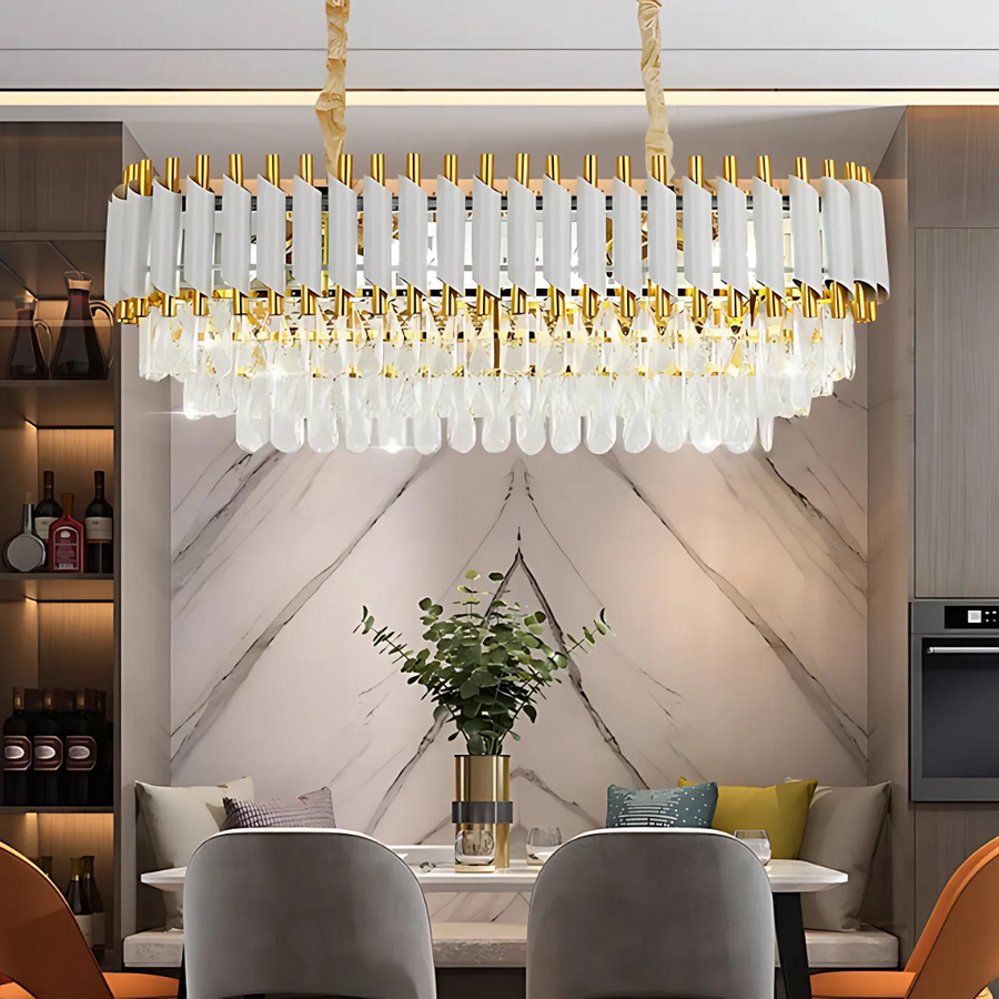 VERSAILLES Regalis Crystal Chandelier, Diameter 80cm, 10xE14, White, Adjustable Height