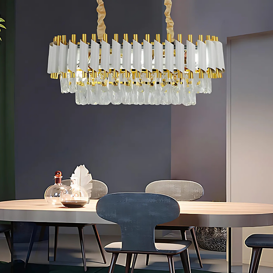 VERSAILLES Regalis Crystal Chandelier, Diameter 80cm, 10xE14, White, Adjustable Height