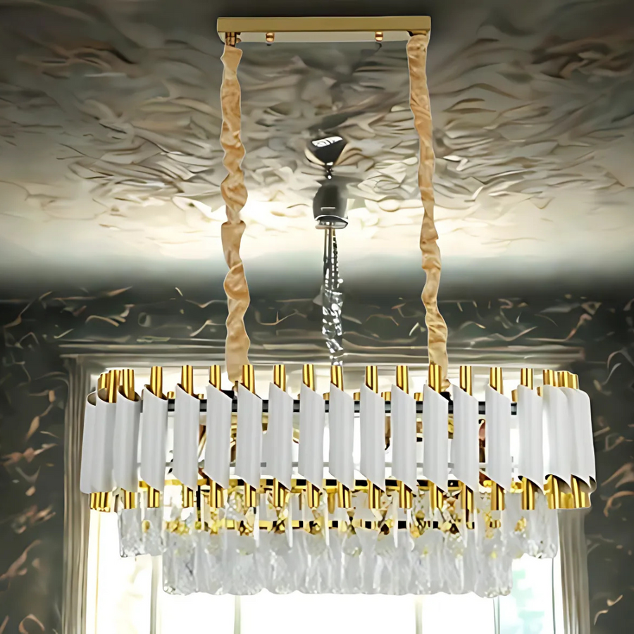 VERSAILLES Regalis Crystal Chandelier, Diameter 80cm, 10xE14, White, Adjustable Height