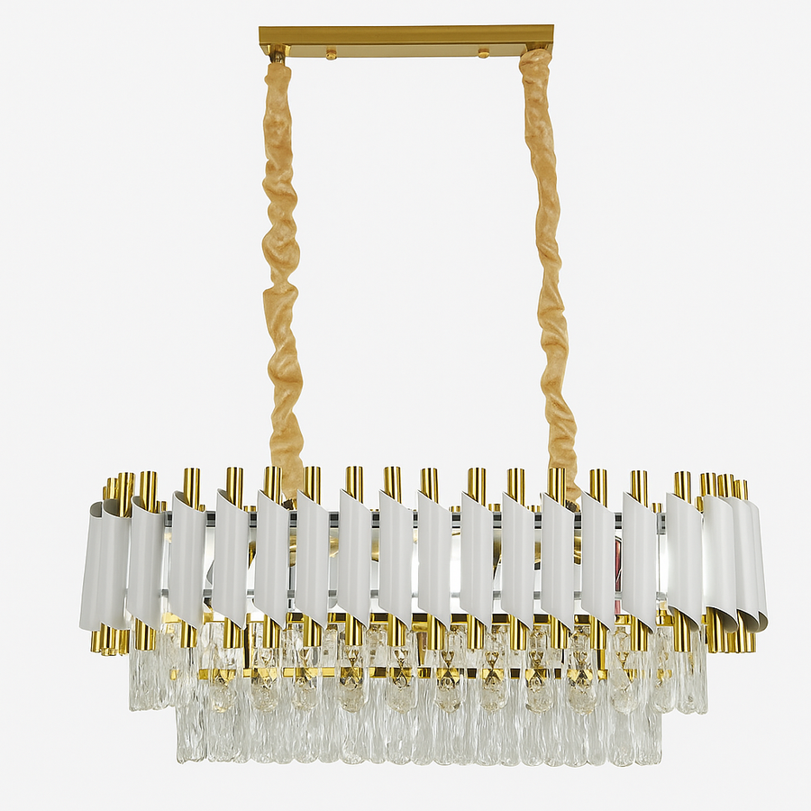 VERSAILLES Regalis Crystal Chandelier, Diameter 80cm, 10xE14, White, Adjustable Height