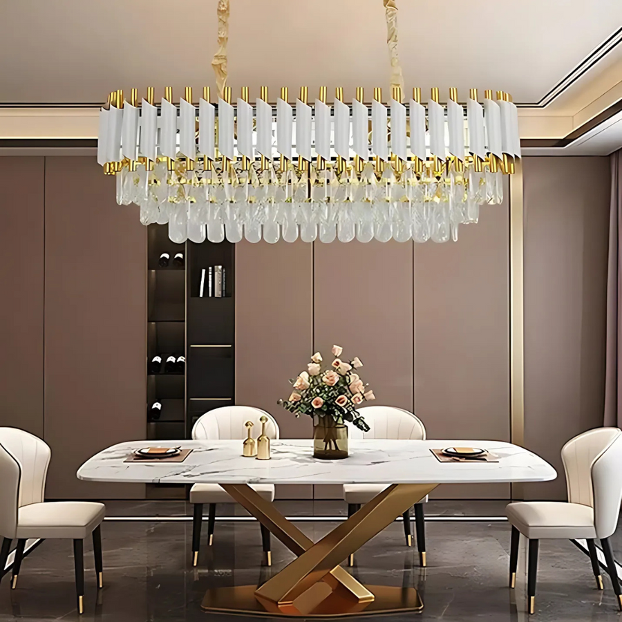 VERSAILLES Regalis Crystal Chandelier, Diameter 80cm, 10xE14, White, Adjustable Height