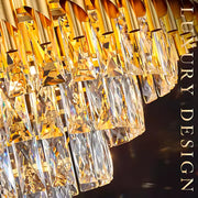 VERSAILLES Eleganza Crystal Chandelier 8x E14, Diameter 49cm, Gold, Adjustable Height