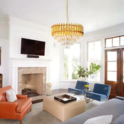 VERSAILLES Eleganza Crystal Chandelier 8x E14, Diameter 49cm, Gold, Adjustable Height