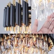 VERSAILLES Supremo Crystal Chandelier 12xE27, Diameter 80cm, Glossy Gold and Black, Adjustable Height