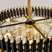 VERSAILLES Supremo Crystal Chandelier 12xE27, Diameter 80cm, Glossy Gold and Black, Adjustable Height