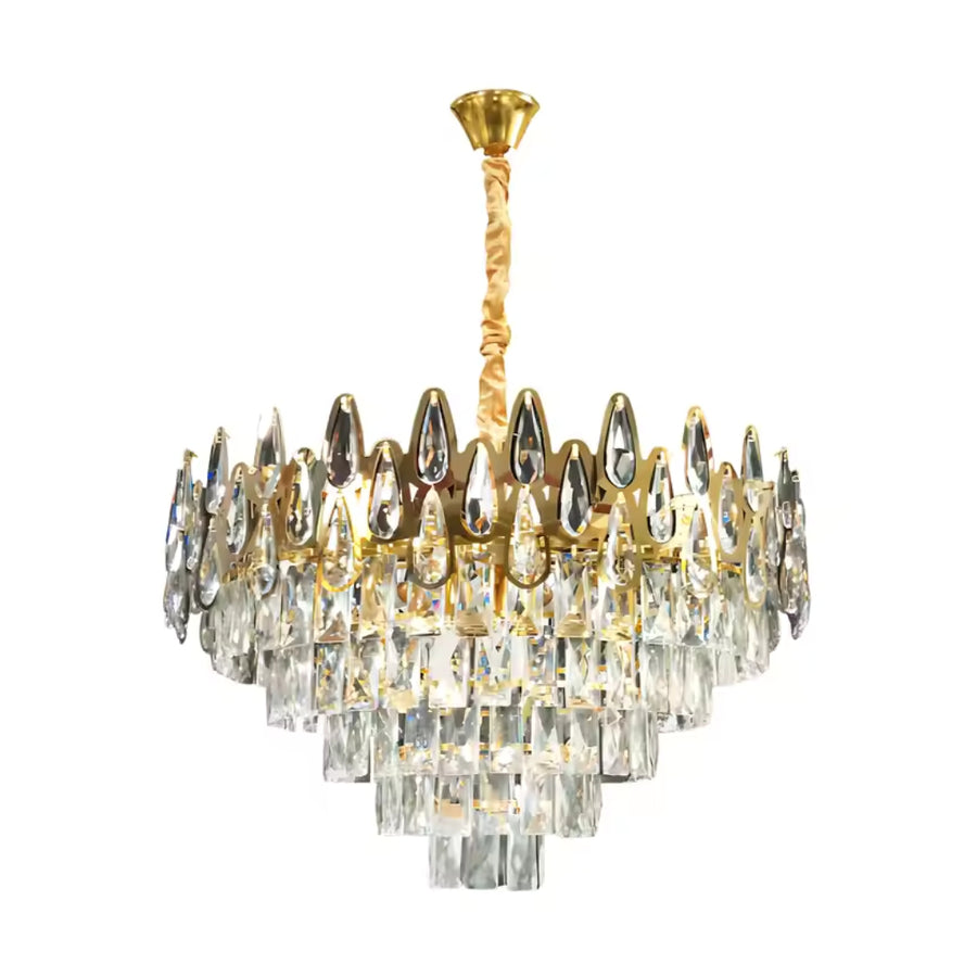 Crystal Chandelier ALHAMBRA Eleganza 8x E14, Diameter 49cm, Shiny Gold, Adjustable Height