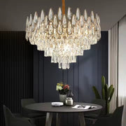 Crystal Chandelier ALHAMBRA Eleganza 8x E14, Diameter 49cm, Shiny Gold, Adjustable Height