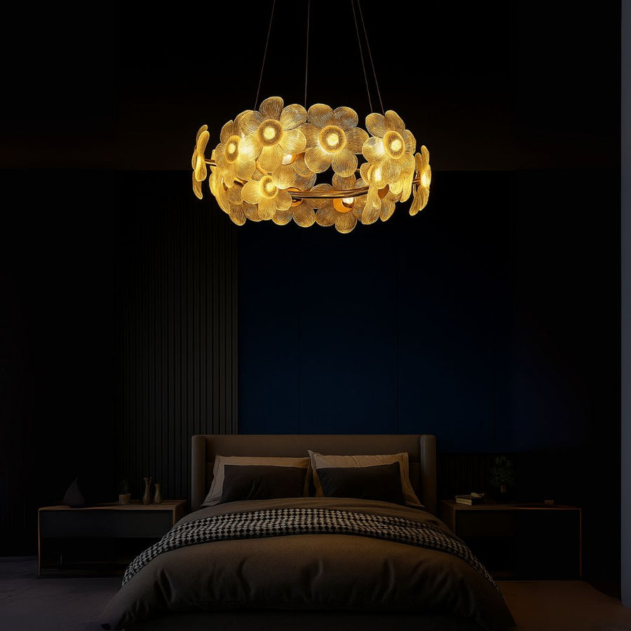 Cadenza Allegro Crystal Chandelier, 10x E14, Diameter 48cm, Adjustable Height, Gold