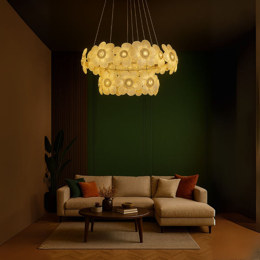 Cadenza Largo Crystal Chandelier, 33x E14, Diameter 76cm, Adjustable Height, Gold