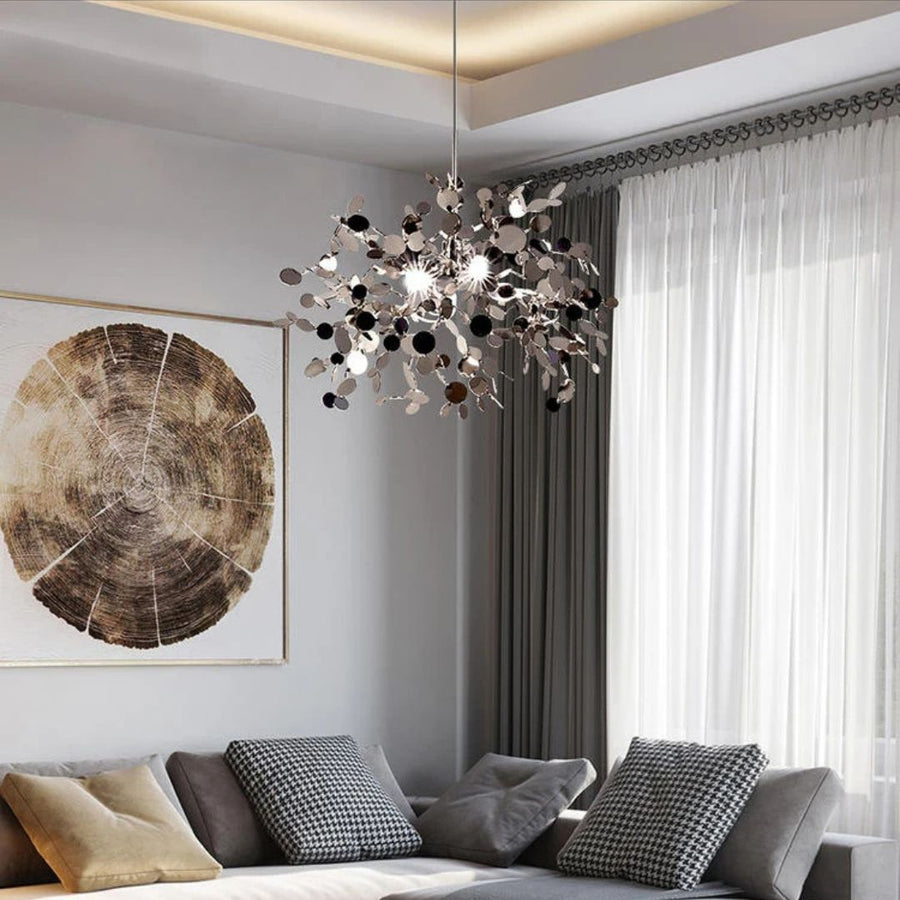 Modern Chandelier, CAPRICIO Allegro, 2xE14, Diameter 40cm, Shiny Chrome, Adjustable Height