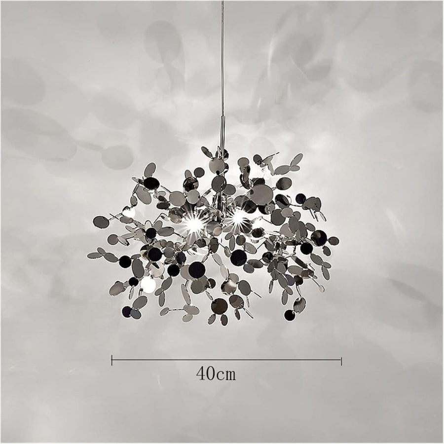 Modern Chandelier, CAPRICIO Allegro, 2xE14, Diameter 40cm, Shiny Chrome, Adjustable Height