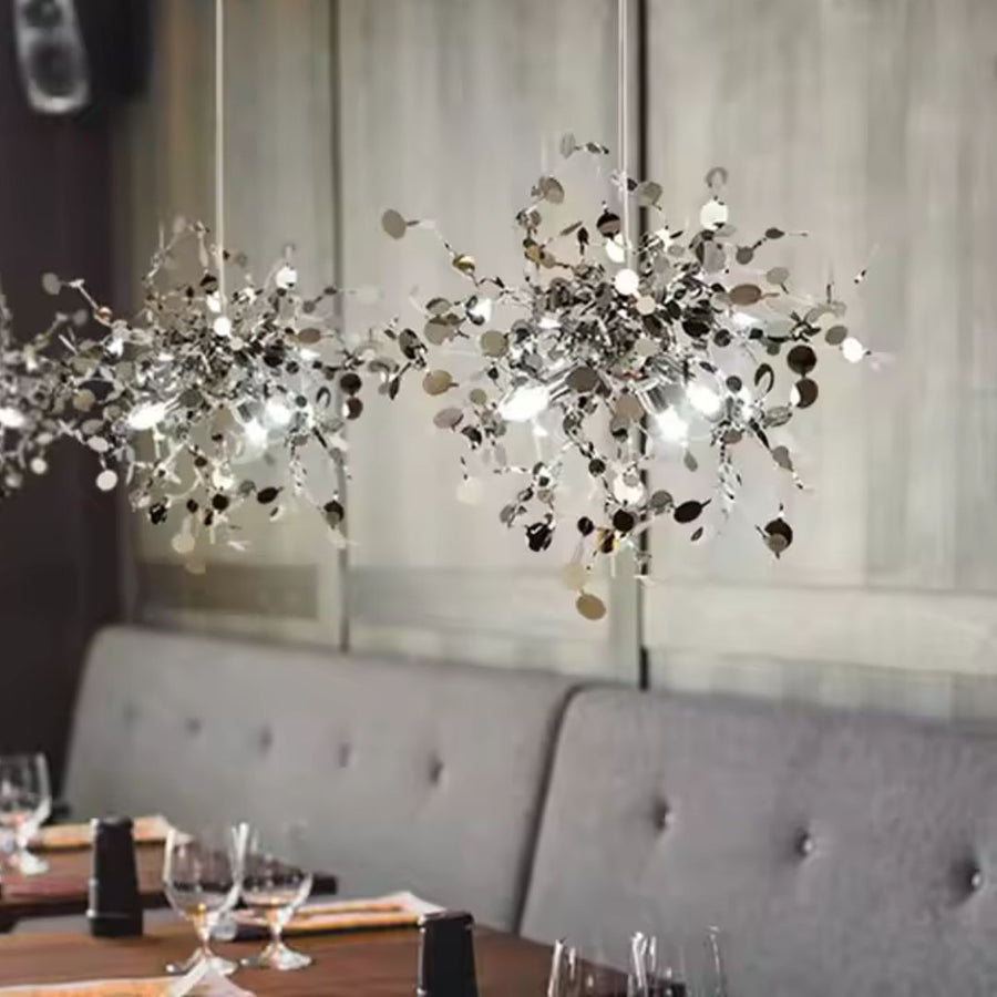Modern Chandelier, CAPRICIO Allegro, 2xE14, Diameter 40cm, Shiny Chrome, Adjustable Height