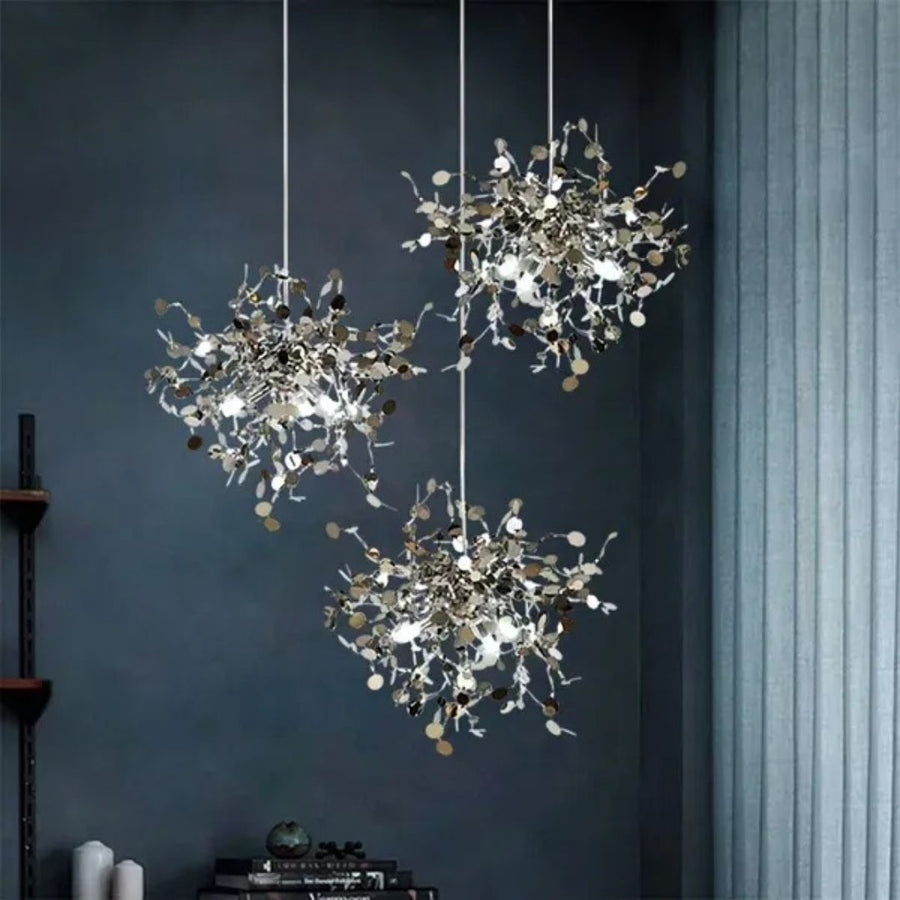 Modern Chandelier, CAPRICIO Allegro, 2xE14, Diameter 40cm, Shiny Chrome, Adjustable Height