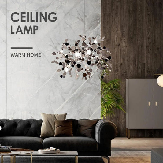 Modern Chandelier, CAPRICIO Allegro, 2xE14, Diameter 40cm, Shiny Chrome, Adjustable Height