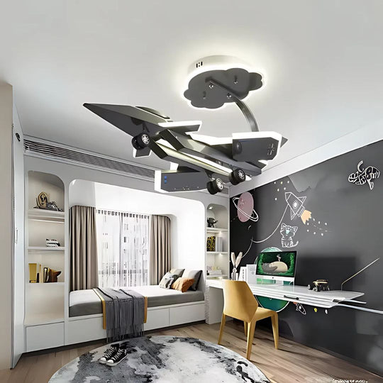 LED Children's Chandelier FIGHTER, Airplane Type, 100W, Cool/Warm/Neutral Light, Aeronautical Gray Children's Chandeliers Default Title Alessandro Design