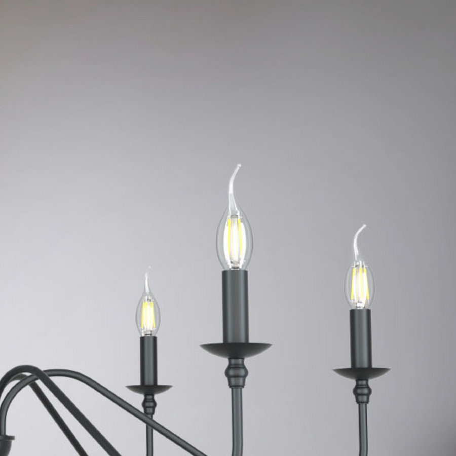 AVANT Metallic Chandelier, Pendant type with arms, Round, 6xE14, Black