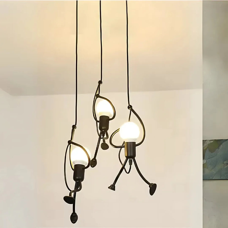 MODERN Chandelier, Pendulum type, FANTASIA, Figurine, 3xE27, Adjustable Height, Black