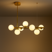 LOFT Pavilion Chandelier, 7x G9, White Gold, Metal, Adjustable Height