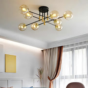 Chandelier with Round Shade, PENTHOUSE Grand, 8xE27, Black Gold, Metal