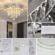 Round Alberian LED chandelier, 20W, cold/hot/neutral light, crystal, glossy chromium