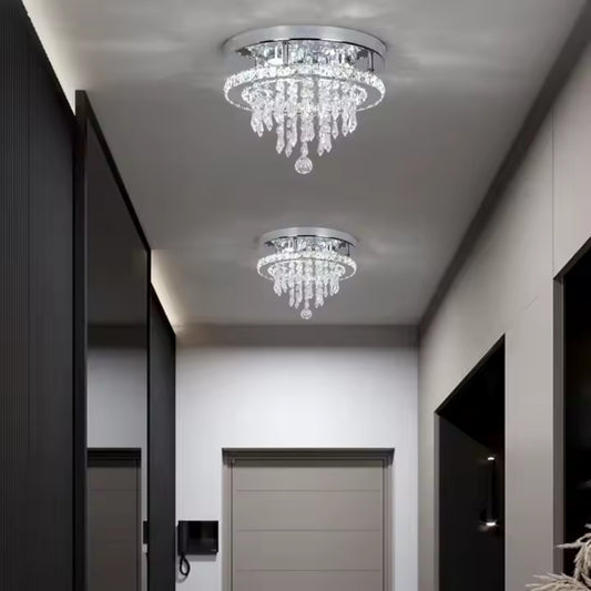 Round Alberian LED chandelier, 20W, cold/hot/neutral light, crystal, glossy chromium