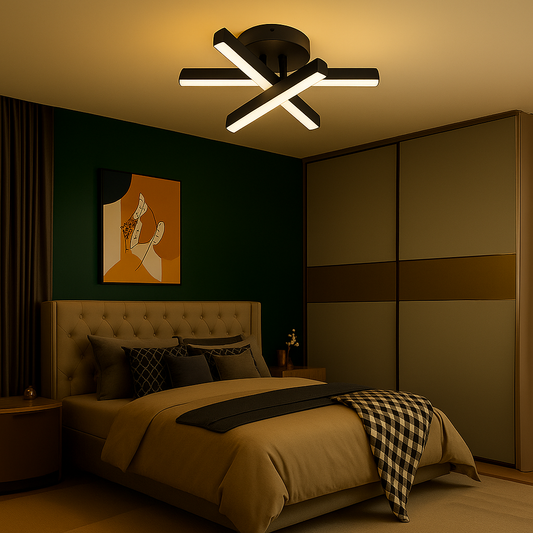 Diego LED Chandelier, 18W, Black, Metal, Cold/Warm/Neutral Light